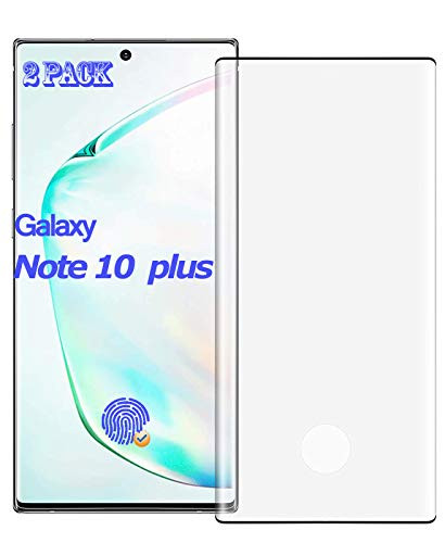 Galaxy Note 10 Plus Screen Protector Tempered Glass 2 Pack 9H Hardness Support Fingerprint Unlock Case Friendly No Bubble 3D Full Coverage for Samsung Galaxy Note 10 PlusNote 10 68