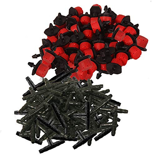 Originalidad 100Pairs Micro Drip Irrigation Kit Adjustable Drip Irrigation Dripper Drip Irrigation Tee Rod Connector Irrigation Hose Fitting Sprinkler Irrigation System for Lawn and Garden