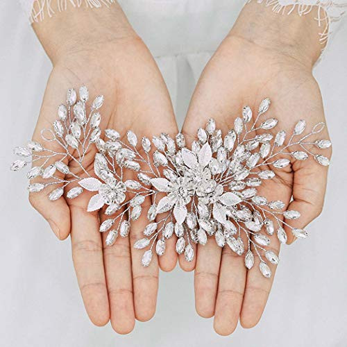 Unsutuo Bride Flower Wedding Hair Vine Silver Crystal Bridal Hair Accessories Leaves Headband for Bride and Bridesmaids Unsutuo Bride Flower Wedding Hair Vine Silver Crystal Bridal Hair Accessories Leaves Headband for Bride and Bridesmaids