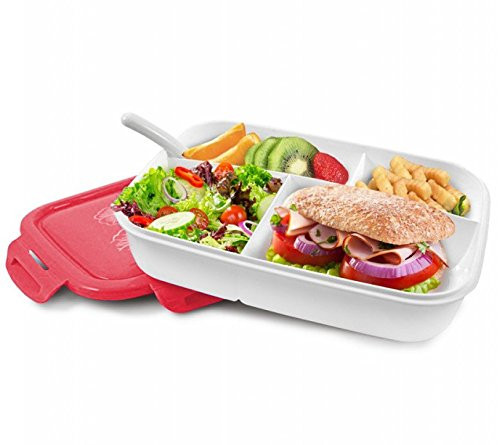 Plastic Bento Lunch Box - 4 Compartment | Pink