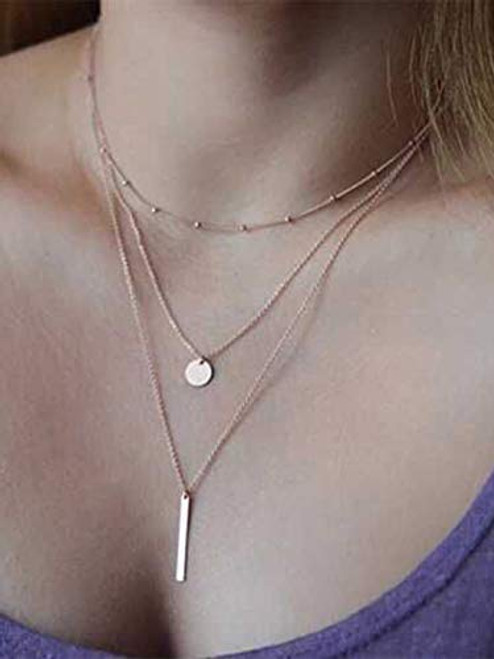 Hermashy Boho Layering Sequin Choker Necklace Gold Bar Pendant Clavicle Chain Necklaces Jewelry Adjustable for Women Girls Gold