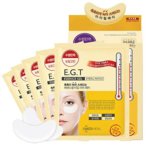 MEDIHEAL EGT Essence Gel Eye Fill Patch 5 Pouch  EGF Marine Collagen Skin Elastic and Moisturizing Highly Concentrated Essence Gel Eye Patches for Dark Circle Aging Skin Puffy Eyes