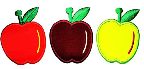 Umama Patch Set of 3 Colorful Apple Fruit Sweets Cartoon Applique Patch Cute Apple Fruit Embroidered Iron On or Sew On Patch Craft Clothing Decorative Repair