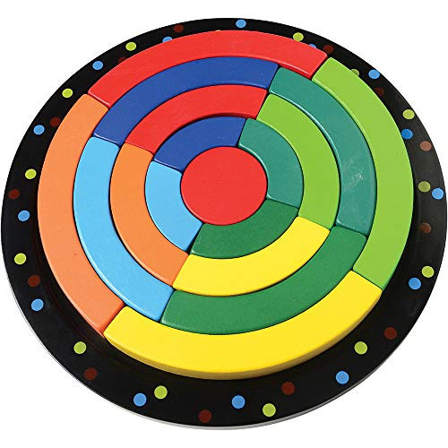 Constructive Playthings Circle Geometric 9 14 diam x 34 H Puzzle for Building in or Out of The Tray for Ages 3 Years and Up