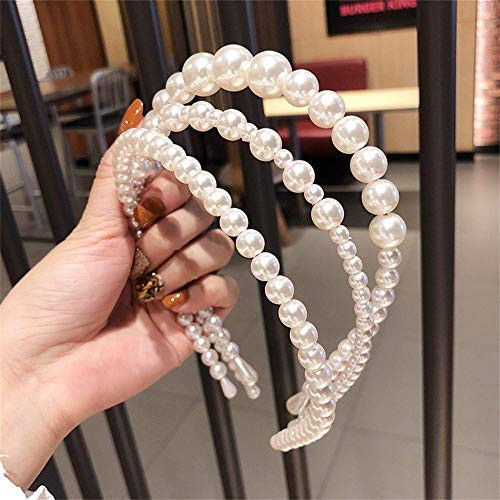 Aoxmas 3pcs White Faux Pearl Hairbands Bridal Hair Hoop Wedding Hair Accessories Pearl Headbands for Women Girls Aoxmas 3pcs White Faux Pearl Hairbands Bridal Hair Hoop Wedding Hair Accessories Pearl Headbands for Women Girls