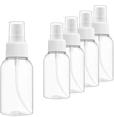 5 PCS of 30ML Portable Refillable Plastic Fine Mist Perfume Transparent Empty Spray Sprayer Bottle Cosmetic Mini Spray Bottles Transparent Travel Small Bottles White