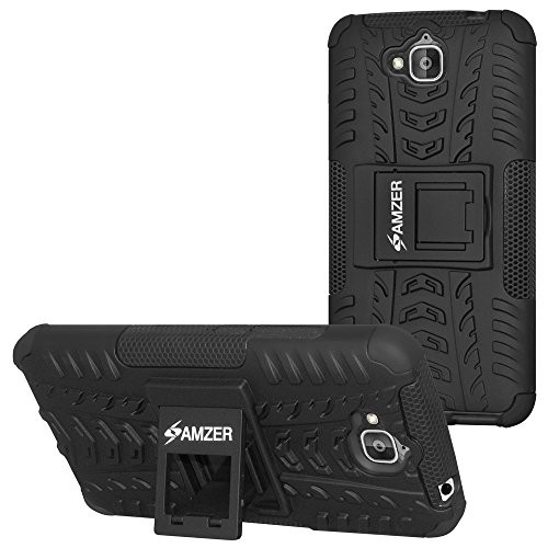AMZER Hybrid Warrior Impact Resistant Case Skin for Huawei Honor Holly 2 Plus  Retail Packaging  BlackBlack