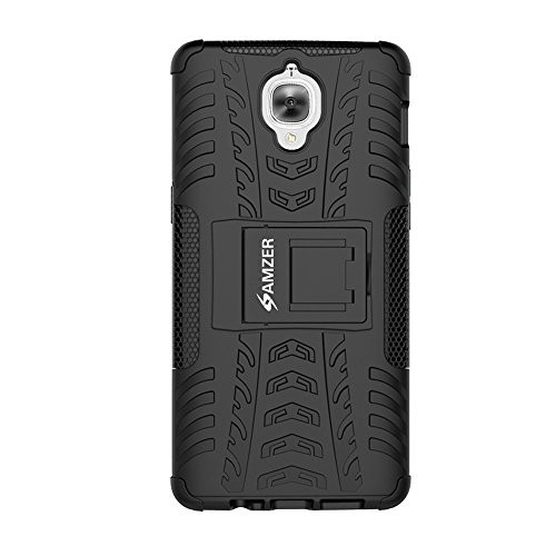 AMZER Hybrid Warrior Impact Resistant Case Skin for OnePlus 3  Retail Packaging  BlackBlack
