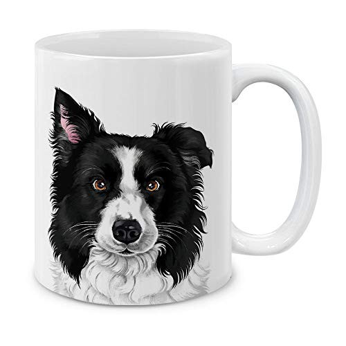 MUGBREW Cute Black and White Border Collie Dog Full Portrait Ceramic Coffee Mug Tea Cup 11 OZ MUGBREW Cute Black and White Border Collie Dog Full Portrait Ceramic Coffee Mug Tea Cup 11 OZ