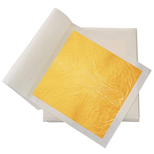 KINNO Edible Gold Leaf Sheets 10 pcs 393 x 393 24K Yellow Real Gold for Makeup Spa Crafts Gilding Art Bakery Food and Drink Decorations Cake Dessert Coffee or Wine