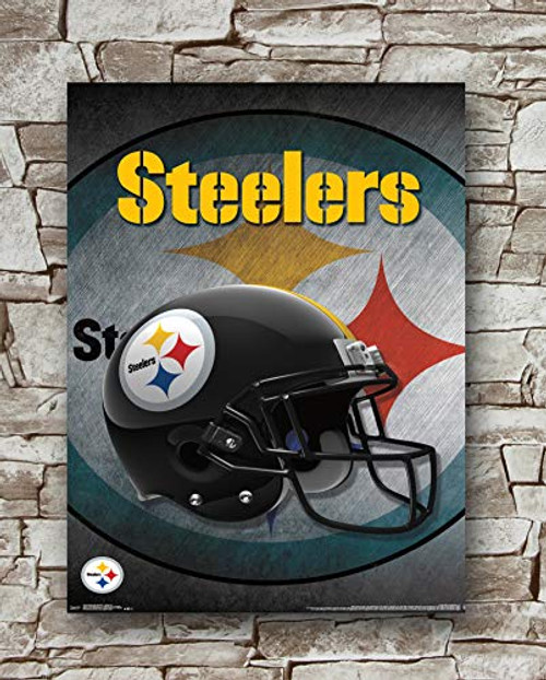 Huawuque Pittsburgh Steelers Logo Helmet Poster Standard Size  18Inches by 24Inches  Pittsburgh Steelers Posters Wall Poster Print