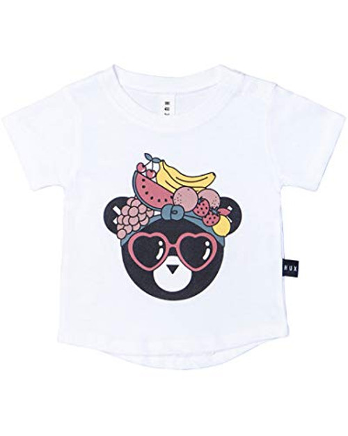 HUXBABY Baby Girls Fruit Bear TShirt InfantToddler White 03 Months HUXBABY Baby Girls Fruit Bear TShirt InfantToddler White 03 Months