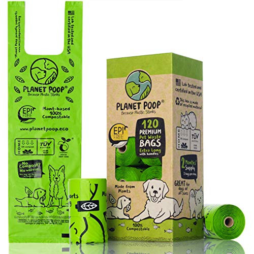 Compostable Dog Poop Bag Biodegradable Poop Bags for Dogs ExtraLong with Handles PlantBased Unscented Thick LeakProof Pet Waste Bag Refills Highest ASTM D6400 Pet Supplies Support Doggy Rescue