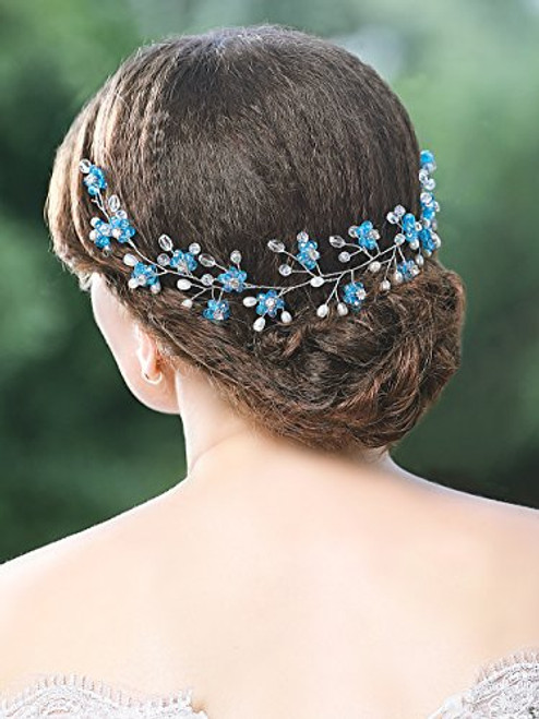 Yean Blue Wedding Headband Bridal Hair Vine Crystal Rhinestones Wreath for Bride and Bridesmaid 1574 IN Yean Blue Wedding Headband Bridal Hair Vine Crystal Rhinestones Wreath for Bride and Bridesmaid 1574 IN