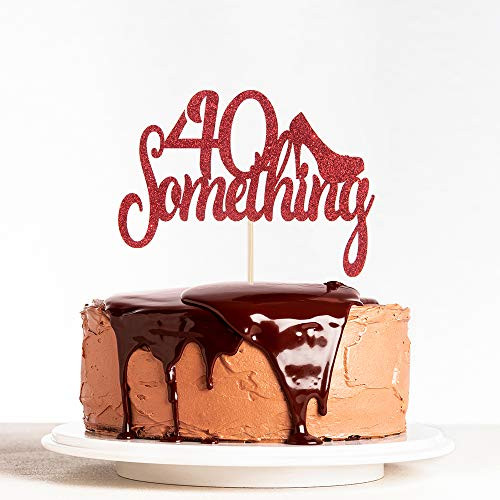 WeBenison Red Glitter 40 Something Cake Topper 40th 41st 45th 49th Birthday Number 40 Cake Topper Marriage Anniversary Birthday Party Decoration Supplies