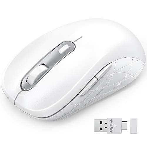 Wireless Mouse Type C 24G Jelly Comb Computer Mouse for Laptop with Adjustable DPI 100016002400 Level Mouse Wireless with PCDesktopWindowsMAC OS of Mac Mouse White and Sliver