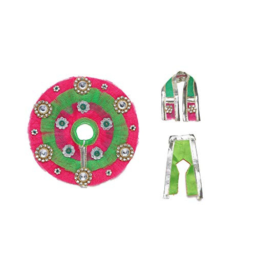 Green  Pink Cloth for Lord Krishan Ladu Laddu Gopal Kanaiya Bal Krishna Dress Poshak Vastra for Little Metal Idol Statue Size 6 Diameter