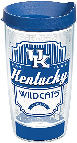 Tervis 1228718 Kentucky Wildcats Pregame Prep Tumbler with Wrap and Blue Lid 16oz, Clear