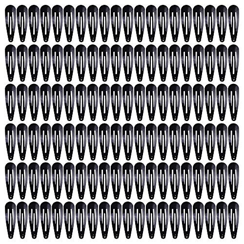 120 pack 2 Inch Black Hair Clips 40 Assorted Colors Snap Hair Clips Hair Barrettes Snap Barrettes for Girls Kids Women Black