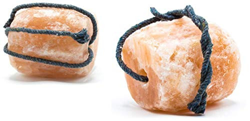 SALT GEMS 2 Pack 6 lbs Himalayan Animal Lick Salt Natural Pure Pink Salt Block on a Rope for Horses Deer Goats CattleRabbits