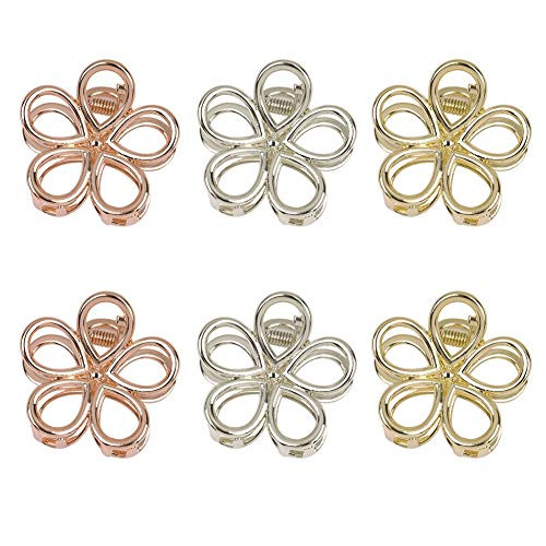 VinBee 6 PACK Metal Hair Claw Clips Hair Catch Barrette Jaw Clamp for Women Half Bun Hairpins
