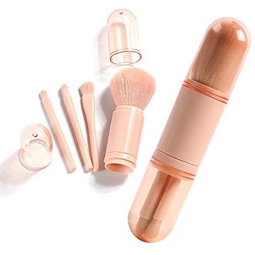 Aledy 4 in 1 Retractable Makeup Brush SetLoose Powder Brush Big Eye Shadow Brush Small Eye Shadow Brush Highlight Blooming Brush Portable Makeup Brush Beauty Tool Eye Brush