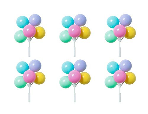 Pastel Balloon Cluster Cake or Cupcake Topper Picks  Pack of 6