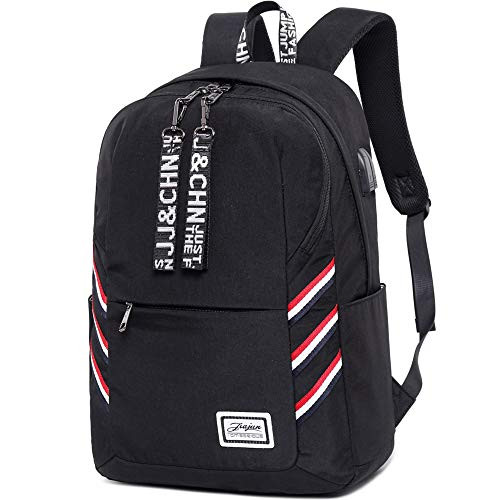 CAMTOP Teens Backpack School USB Bookbag Middle School Student Laptop Backpack for Boys Girls Black