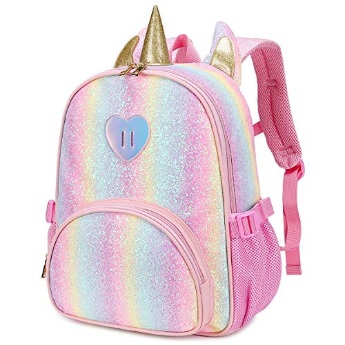 CAMTOP Backpack for Girls School Backpack for Kids Cute Glitter Girls Rainbow School Bag for Toddler Preschool and Kindergarten