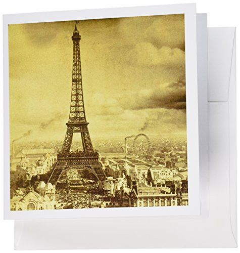 3dRose Eiffel Tower Paris France 1889 Sepia tone - Greeting Cards, 6 x 6 inches, set of 6 (gc_6795_1)