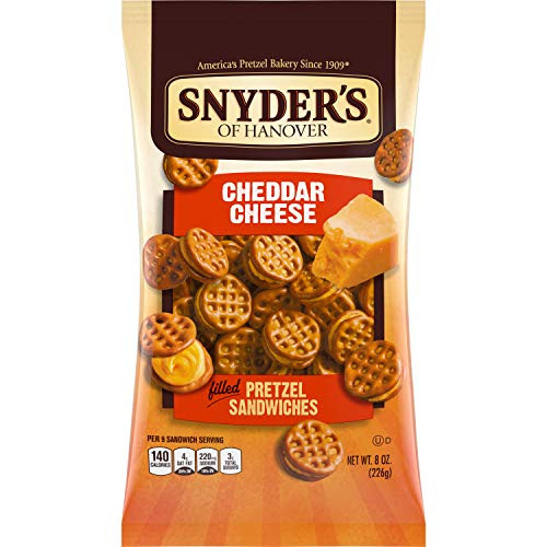 Snyders of Hanover Pretzel Sandwiches Cheddar Cheese 8 Ounce Pack of 12