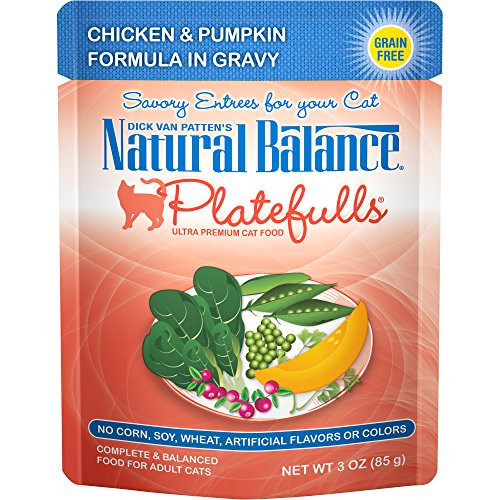 Natural Balance Platefulls Wet Cat Food Chicken  Pumpkin Formula in Gravy 3 Ounce Pouch Pack of 24 Grain Free