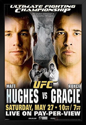 Pyramid America Official UFC 60 Matt Hughes vs Royce Gracie Sports Black Wood Framed Art Poster 14x20