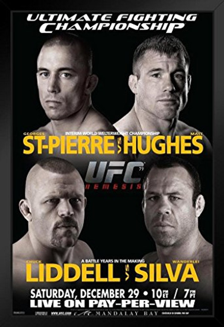 Pyramid America Official UFC 79 St Pierre Huges Liddell Silva Sports Black Wood Framed Art Poster 14x20 Pyramid America Official UFC 79 St Pierre Huges Liddell Silva Sports Black Wood Framed Art Poster 14x20