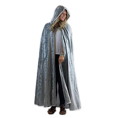 Everfan Silver Hooded Cape  Cloak with Hood for Halloween Cosplay Costume Dress Up