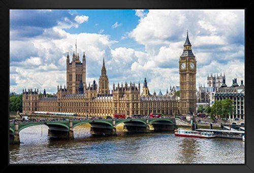 Big Ben and The House of Parliament London Photo Black Wood Framed Art Poster 20x14