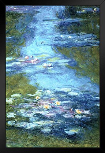 Claude Monet Water Lilies Pond French Impressionist Painter Art Black Wood Framed Art Poster 14x20
