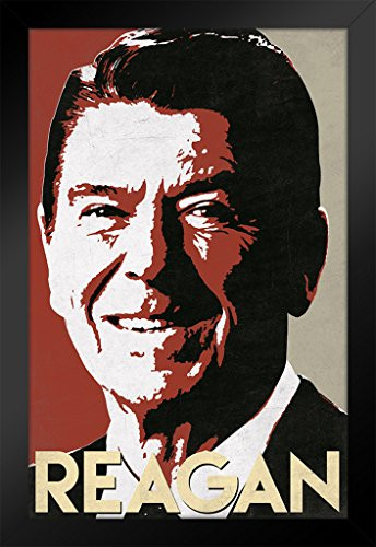 President Ronald Reagan Pop Art Portrait Black Wood Framed Poster 14x20