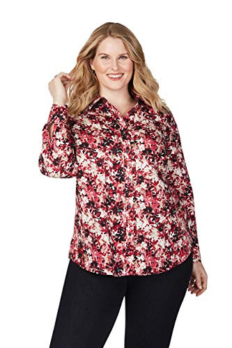 Plus Ava WrinkleFree Vintage Floral Shirt