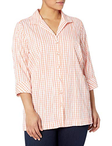 Foxcroft Womens Plus Size Button Up Coral Twist 16W