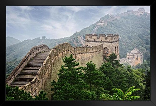 The Great Wall of China Photo Art Print Black Wood Framed Poster 20x14