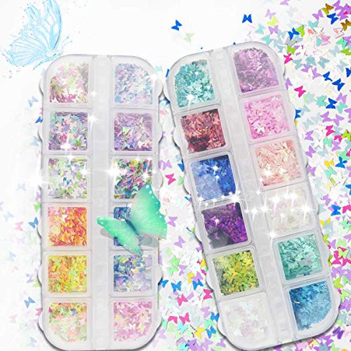24 ColorsSet 3D Butterfly Nail Art Sequins Sparkle Nail Art DIY Decoration Glitter Holographic Butterfly for Manicure Body Laser Butterfly Nail Sequin Acrylic Paillettes Flakes Glitter Sticker Decals 24 ColorsSet 3D Butterfly Nail Art Sequins Sparkle Nail Art DIY Decoration Glitter Holographic Butterfly for Manicure Body Laser Butterfly Nail Sequin Acrylic Paillettes Flakes Glitter Sticker Decals