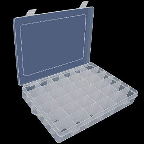 36 Grids Plastic Organizer Plastic Grid Storage Box Clear Plastic Jewelry Organizer Box Adjustable Bead Organizer Plastic Sorting Container with Removable Dividers 36 Compartment Plastic Organizer