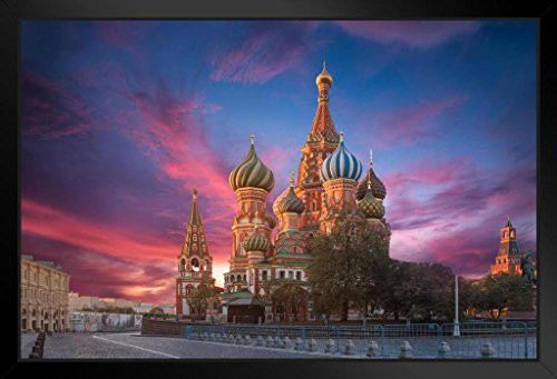 Saint Basils Cathedral Red Square Moscow Russia Photo Black Wood Framed Art Poster 20x14