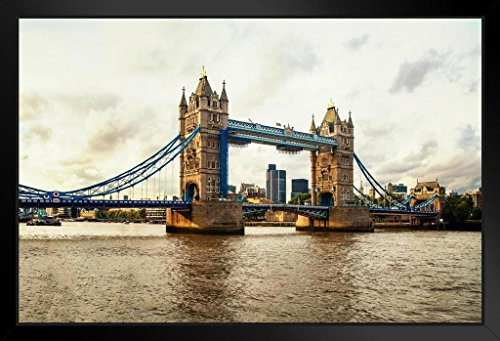 Tower Bridge Thames River in London England UK Photo Black Wood Framed Art Poster 20x14 Tower Bridge Thames River in London England UK Photo Black Wood Framed Art Poster 20x14
