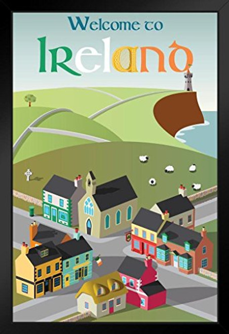Welcome to Ireland Retro Travel Art Black Wood Framed Poster 14x20 Welcome to Ireland Retro Travel Art Black Wood Framed Poster 14x20