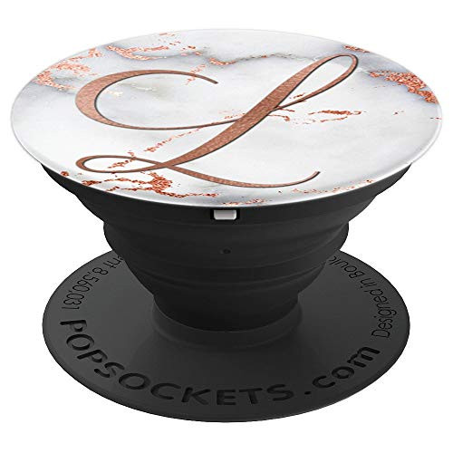 Letter L Faux Marble Monogram Initial PopSockets Grip and Stand for Phones and Tablets