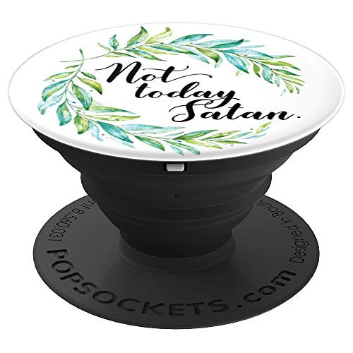 Funny Christian Not Today Satan Floral Watercolor White PopSockets Grip and Stand for Phones and Tablets