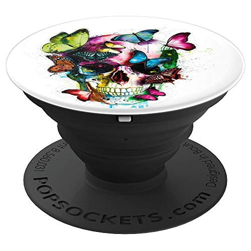 Butterfly Skull Art Illustration Phone Holder and Stand Gift PopSockets Grip and Stand for Phones and Tablets