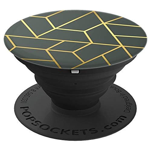 Golden Geometric Design On Midnight Green Pro 11 Match PopSockets Grip and Stand for Phones and Tablets